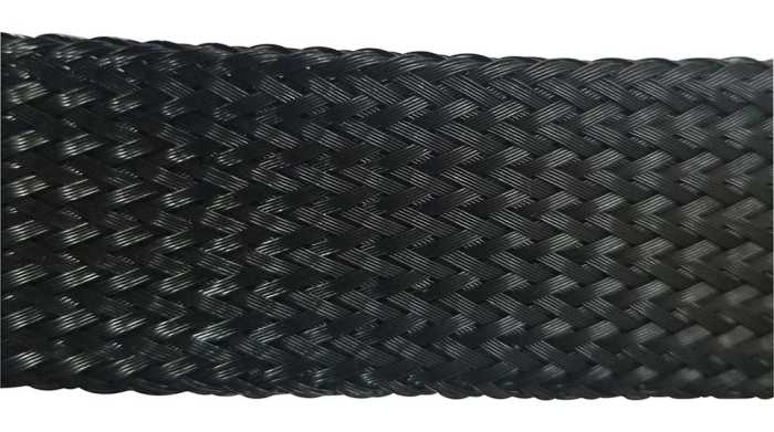 RND Expandable Braided PET Black Cable Sleeve, 55 to 25mm Diameter, 100m Length, RND 465 Series
