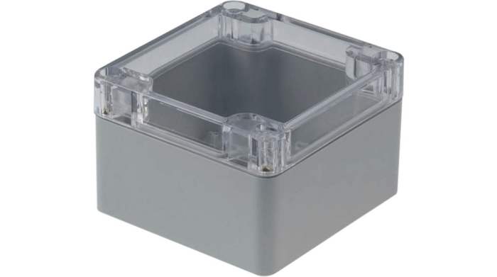 RND RND 455 Series Light Grey Polycarbonate General Purpose Enclosure, IP65, Transparent Lid, 80x82x55mm