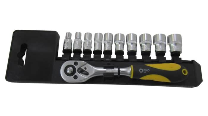 RND 11-Piece Metric 1/4 in Standard Socket/Spanner Set with Ratchet, Square
