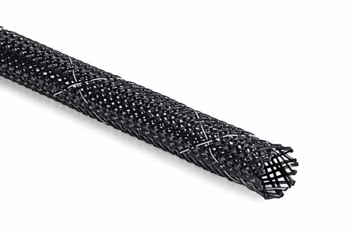HellermannTyton Expandable Braided PBT Black Cable Sleeve, 12mm Diameter, 100m Length, Helagaine Series