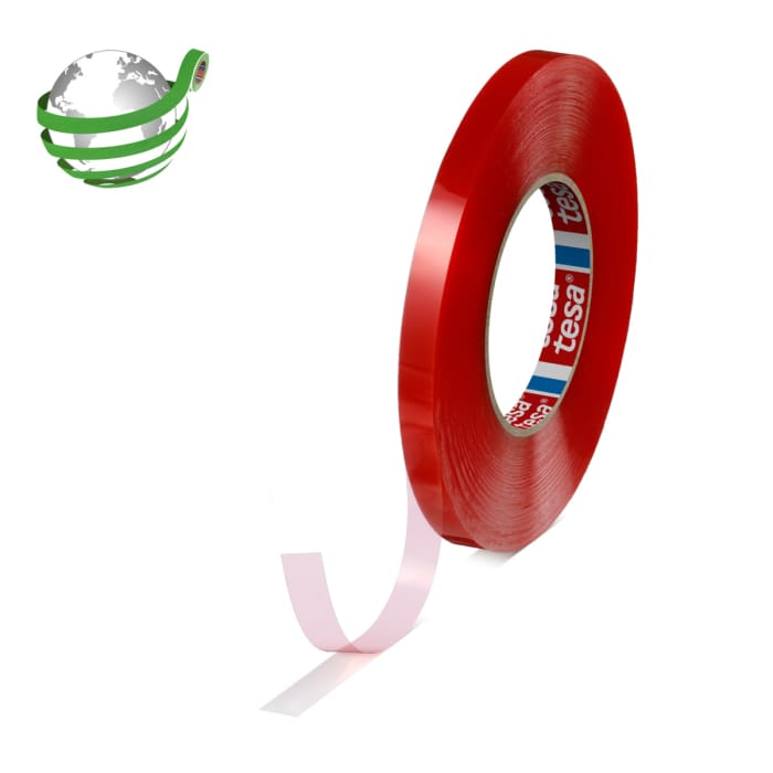 Tesa 4965 Transparent Double Sided Tape, 0.205 mm Thick 20N/cm, Polyethylene Terephthalate Backing, 12mm x 50 m