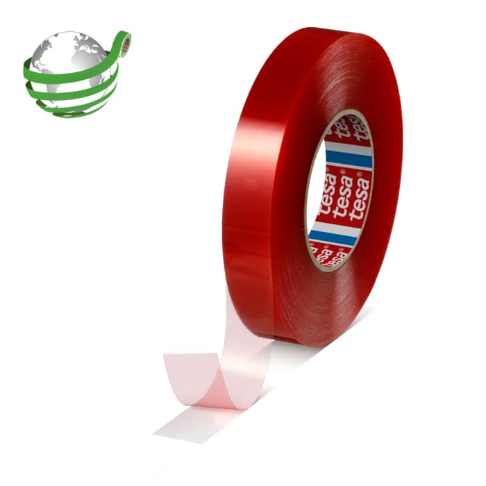 Tesa 4965 Transparent Double Sided Tape, 0.205 mm Thick 20N/cm, Polyethylene Terephthalate Backing, 25mm x 50 m