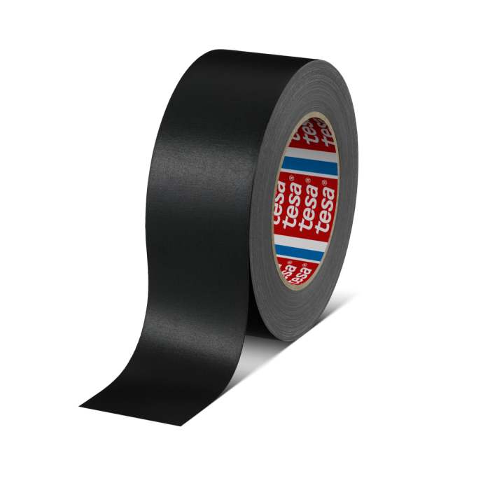 Tesa 04651-00014-00 Cloth Tape, 25m x 50mm, Black, Acrylic Coated Finish