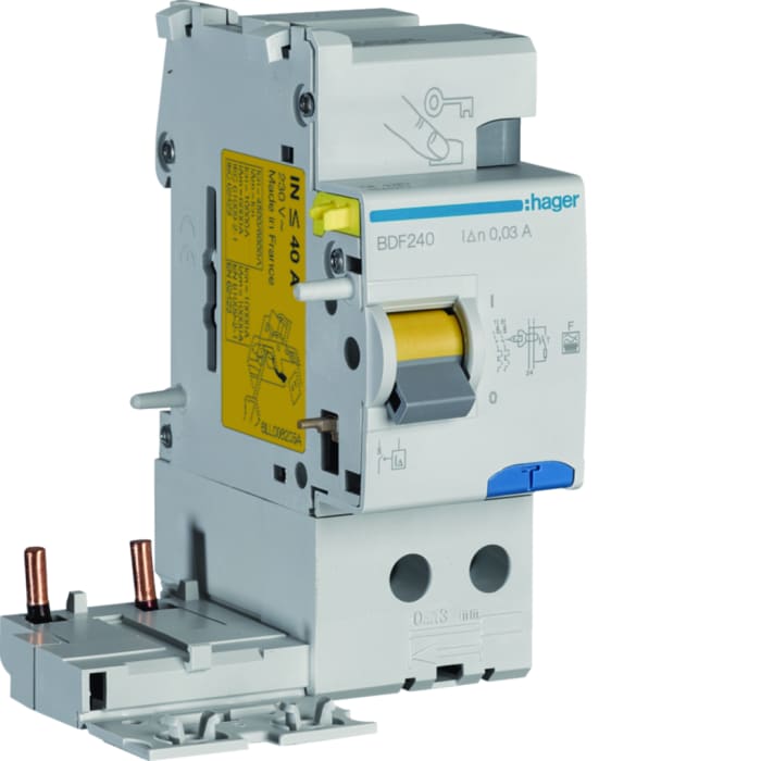 Hager BDF Series RCCB, 40A, 2 Pole, 30mA, Type F