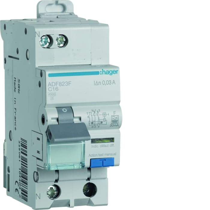Hager RCBO, 1-Pole, 30 mA, Type C