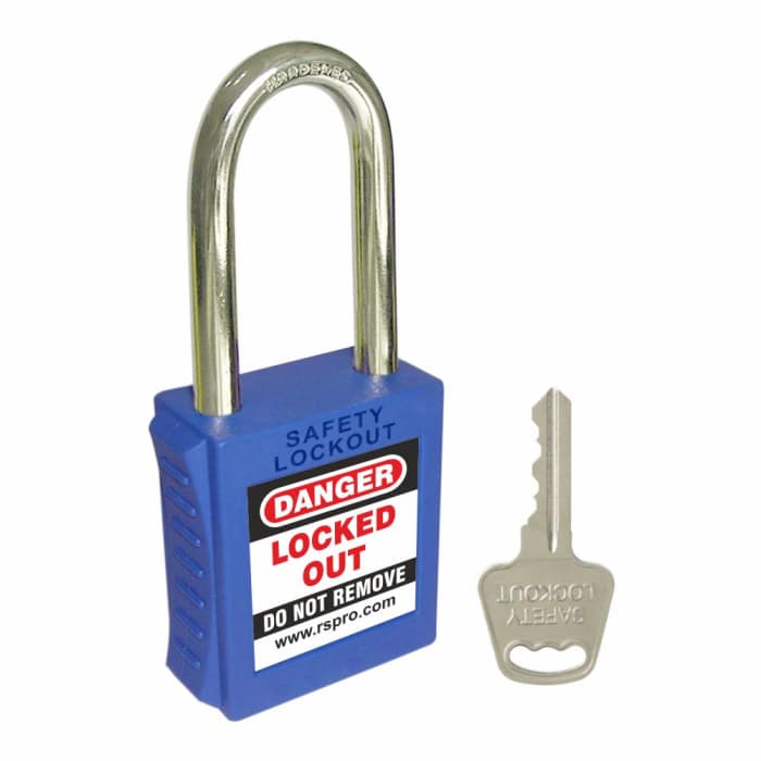 RS PRO Blue 1-Lock Lockout Steel, ABS Safety Padlock, 6 mm