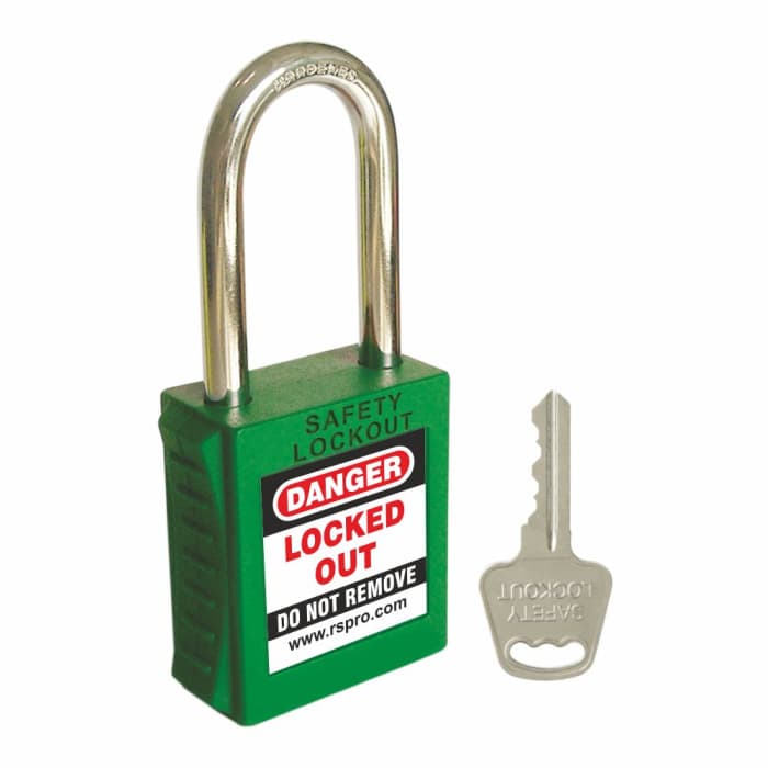 Verrouillage Cadenas de sécurité Vert Acier, ABS 1 serrures RS PRO 6 mm