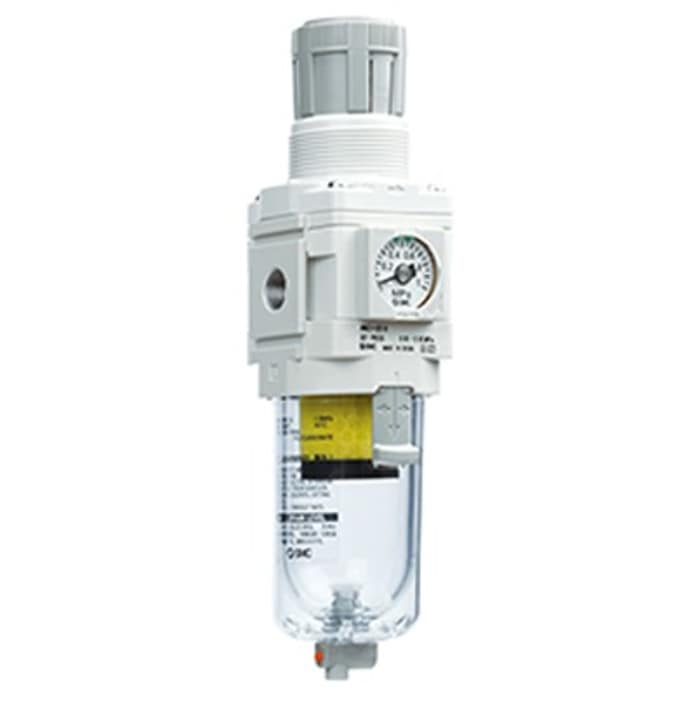 SMC AWM20 Filter Regulator, 5μm, G 1/4, Auto, 10 bar, AWM20-F02-R-D