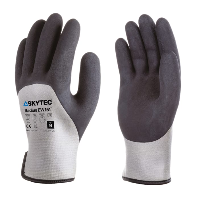 Gants de manutention Skytec Radius EW151, Taille XL, Environnement froid, Environnement humide, 10 Paires, Noir, gris
