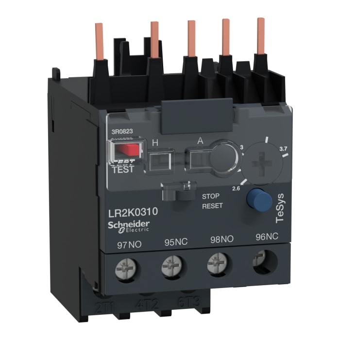 Schneider Electric LR2K Thermal Overload Relay 1NO + 1NC, 2.6 → 3.7 A F.L.C, 3.7 A Contact Rating, 100 W, 250 V