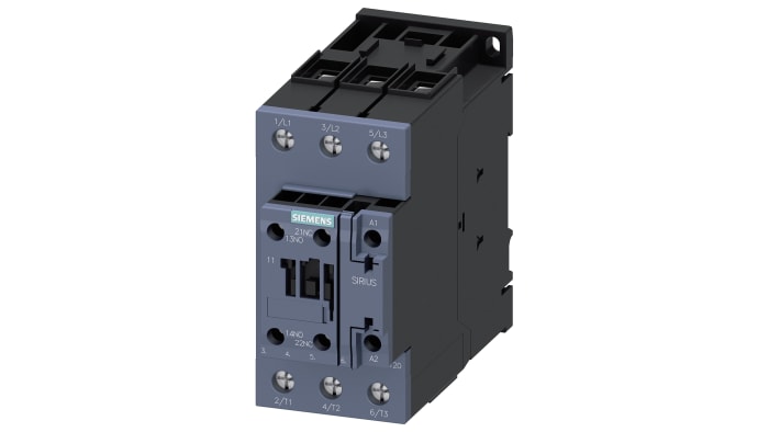 Siemens SIRIUS 3RT Size S2, 3RT2 Contactor, 230 V ac Coil, 3-Pole, 50 A, 22 kW, 3NO, 690 V ac