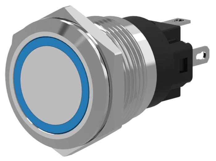 EAO 82 Series Illuminated Push Button Switch, Momentary, Panel Mount, 22.3mm Cutout, SPDT, Red LED, 240V, IP65, IP67