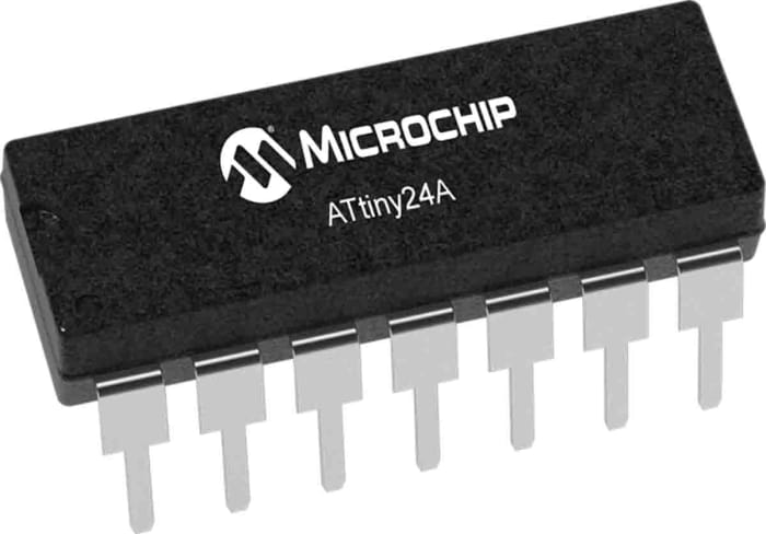 Microchip, 8bit AVR, ATtiny24A Microcontroller, 20MHz, 2 kB Flash, 14-Pin PDIP
