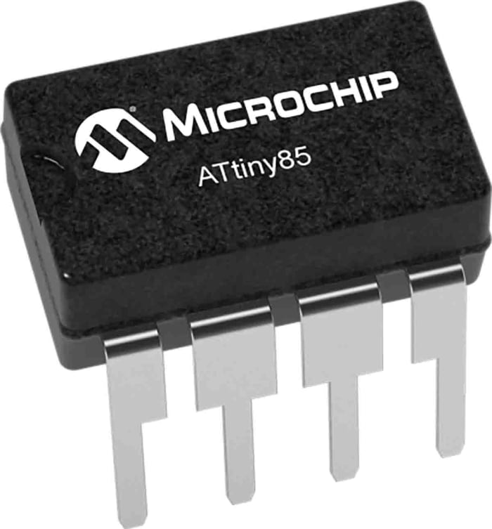 Microchip, 8bit AVR, ATtiny85 Microcontroller, 10MHz, 8 kB Flash, 8-Pin PDIP