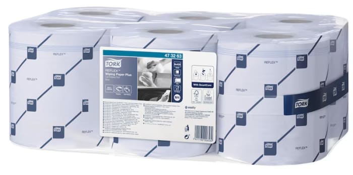 Toalla de Papel Tork Reflex Wiping Paper Plus / Rollo Azul de 2 capas, 429 Hojas de 150.2 m x 194mm