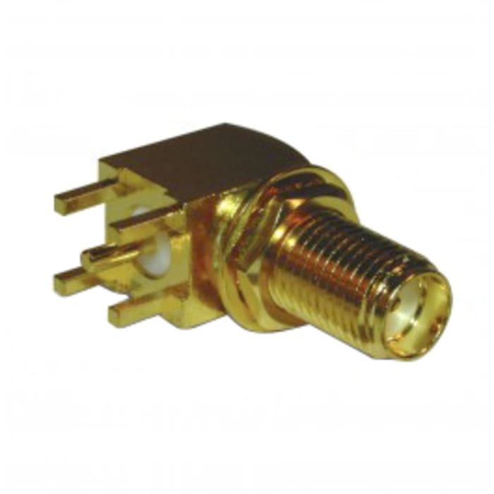 Amphenol RF, Jack PCB Mount SMA Connector, 50Ω, Solder Termination, Right Angle Body