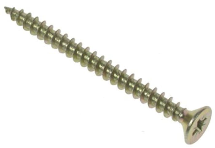 RS PRO Pozidriv Countersunk Steel Wood Screw, Yellow Passivated, Zinc Plated, 3mm Thread, 16mm Length