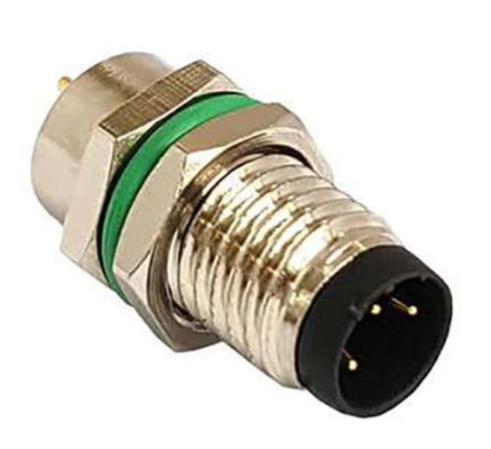 Bulgin Circular Connector, 3 Contacts, Rear Mount, M8 Connector, Plug, Male, IP67, Buccaneer M8 Series