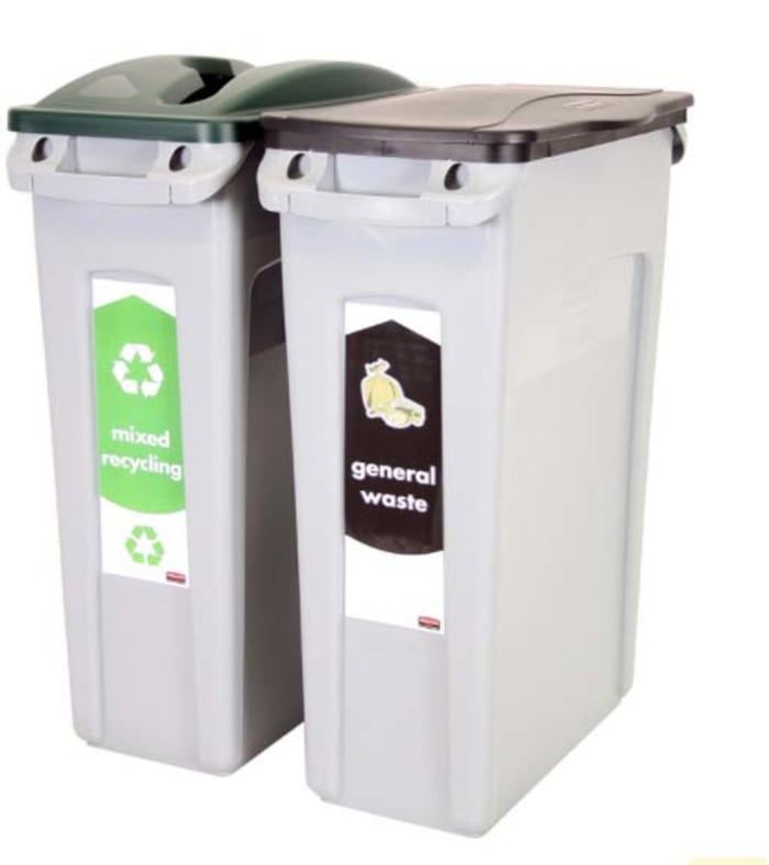Contenedor Rubbermaid Commercial Products Gris con tapa de encaje a presión de 87L de Polietileno