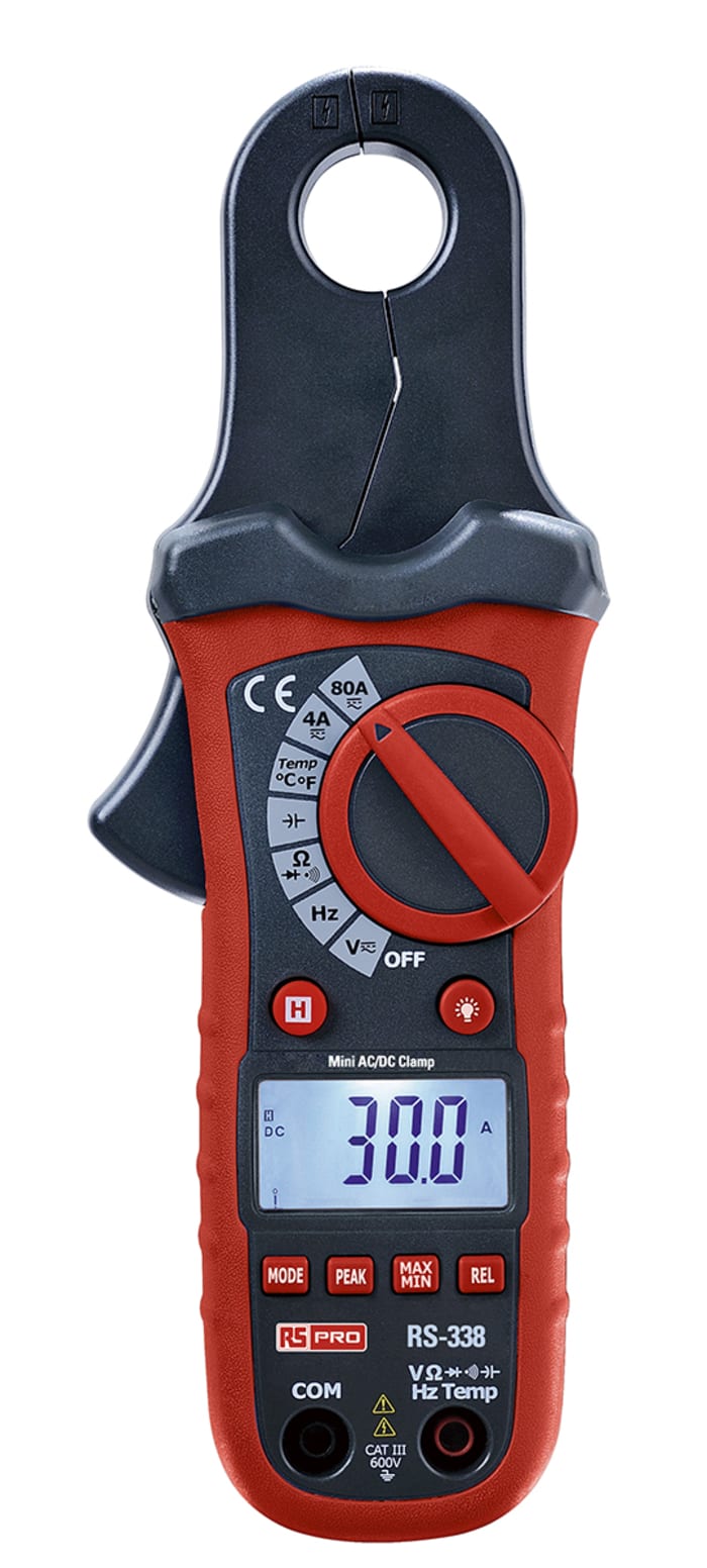RS PRO Clamp Meter, 80A dc, Max Current 80A ac CAT III 600V