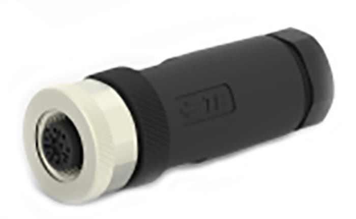 TE Connectivity Circular Connector, 8 Contacts, Cable, M12 Connector, Plug, Female, IP67, T411 Series