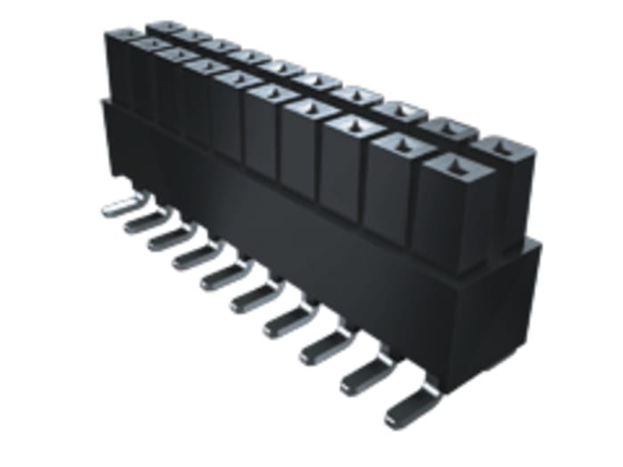 Samtec IPS1 Series Right Angle Through Hole Mount PCB Socket, 20-Contact, 2-Row, 2.54mm Pitch, Solder Termination