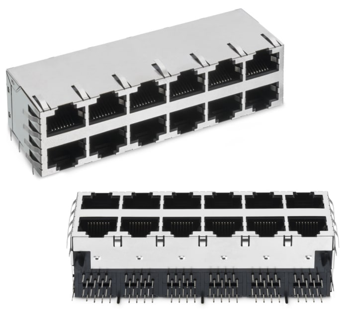 Wurth Elektronik WR-MJ Series Female RJ45 Connector, PCB Mount, Nickel Plated Bronze Shield Horizontal 8 Port 8 -Way