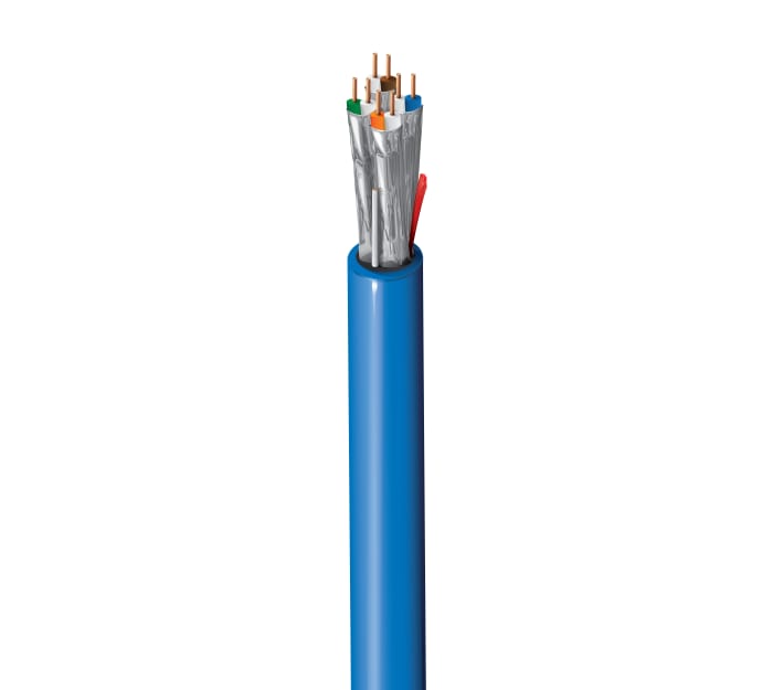 Cable Ethernet Cat6a F/FTP Belden de color Gris, long. 500m, funda de LSZH, Libre de halógenos y bajo nivel de humo