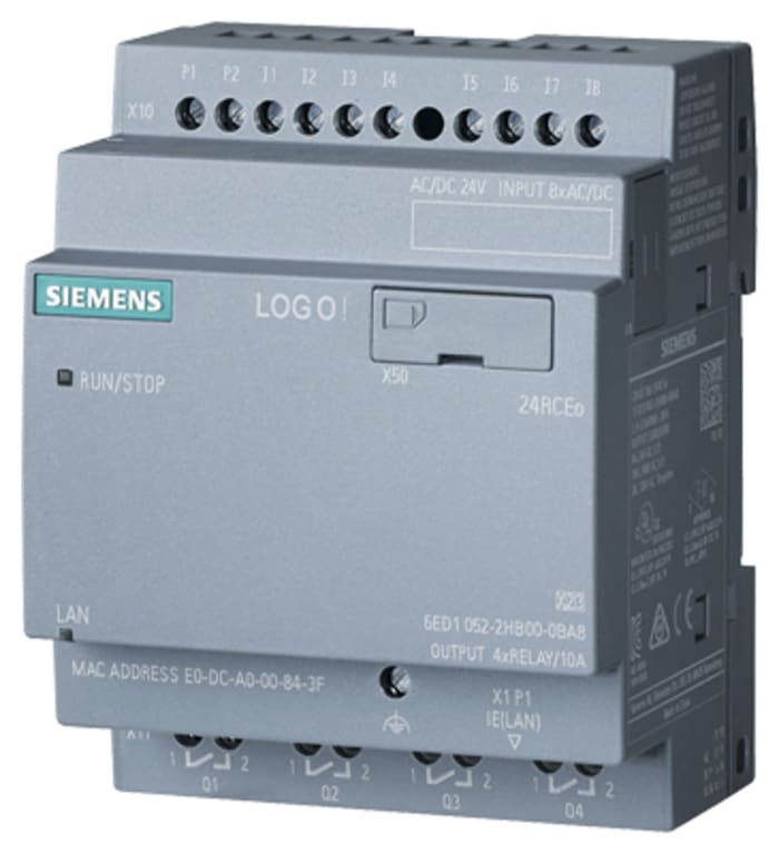 Siemens LOGO! Logic Module, 24 V dc Relay, 8 x Input, 4 x Output Without Display