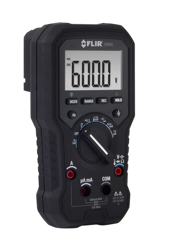 FLIR DM66 Handheld Digital Multimeter, True RMS, 10A ac Max, 10A dc Max, 600V ac Max