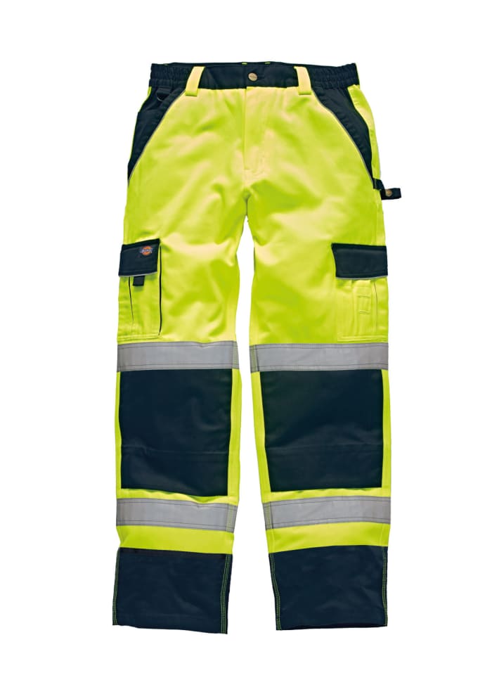 Pantalones alta visibilidad Dickies para hombre, talla 32plg, de color Amarillo/Azul marino