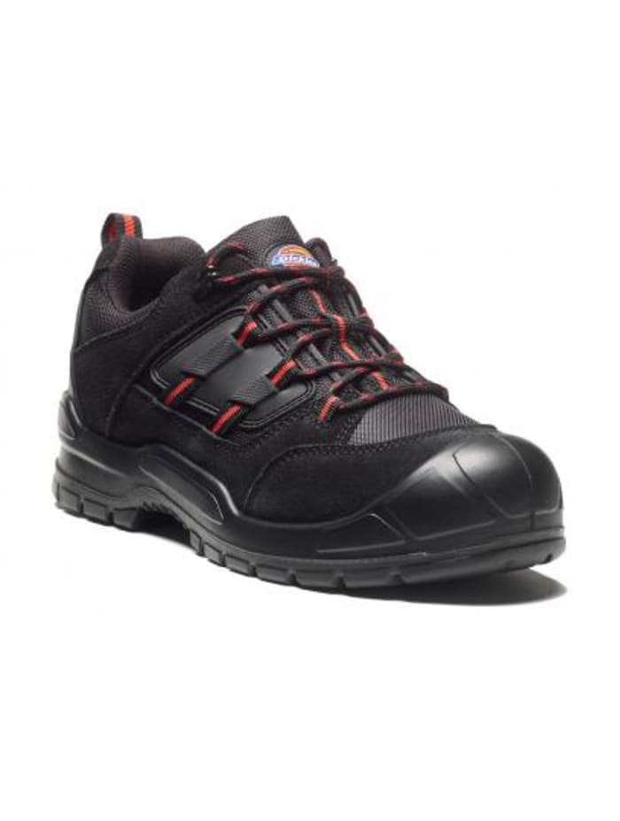 Dickies FA24/7S Men's Black/Red Steel Toe Capped Safety Trainers, UK 10, EU 44