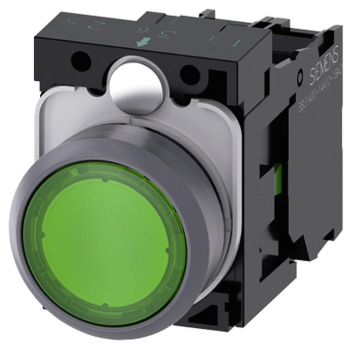Siemens SIRIUS ACT Series Illuminated Push Button Complete Unit, Panel Mount, 22mm Cutout, SPST