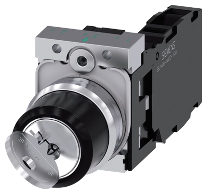 Interrupteur à clé Siemens, 2 positions , 1RT IP66, IP67, IP69