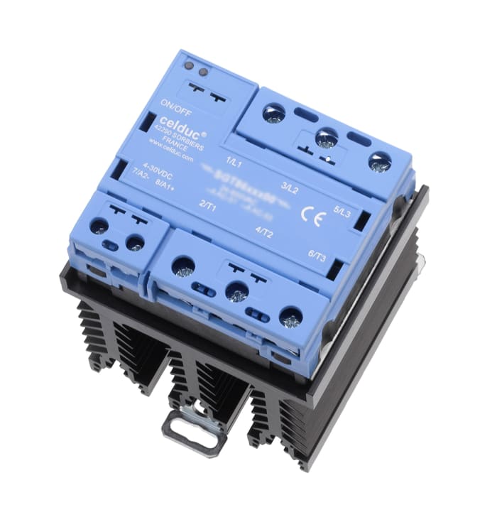 Celduc SGT 2G Series Solid State Relay, 25 A Load, DIN Rail Mount, 520 V ac Load, 255 V dc Control