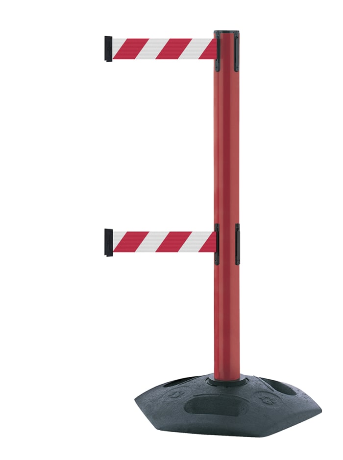 Tensator Red Plastic Retractable Barrier, 3.65m, Red, White Tape