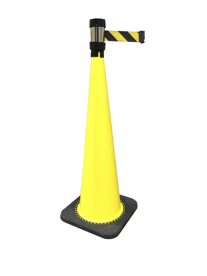 RS PRO Black, Yellow 900 mm PVC Traffic Cone