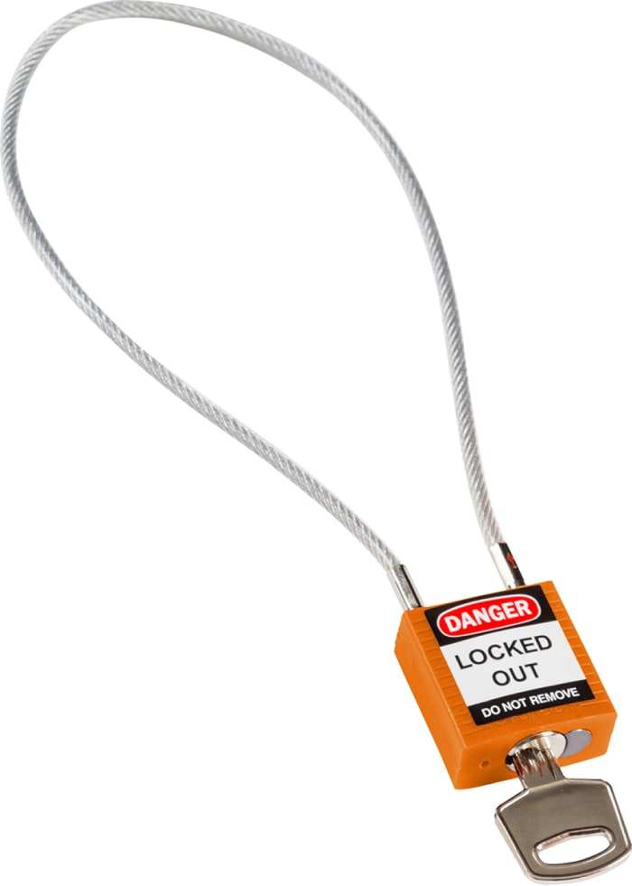 COMPACT CABLE PADLOCK ORANGE 40CM KD Brady | Brady 1-Lock Rugged ...