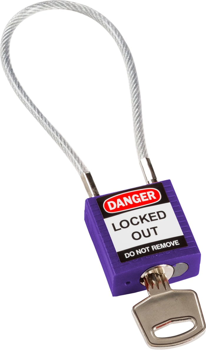 COMPACT CABLE PADLOCK PURPLE 20CM KD Brady | Brady Purple 1-Lock ...