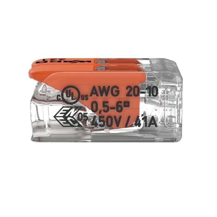 221-612 WAGO | WAGO 221 Series Lever Connector, 2-Way, 41A, 20 → 10 AWG ...