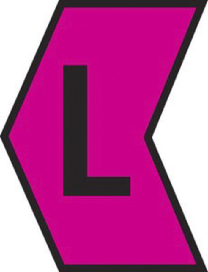 HellermannTyton Ovalgrip Slide On Cable Marker, Black on Pink, Pre-printed "L", 1.8 → 6.3mm Cable, 533-05014