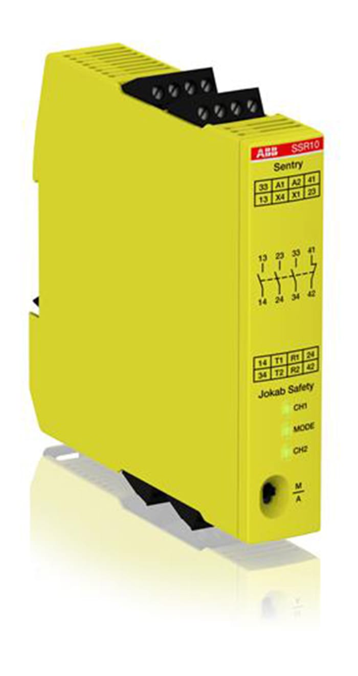 Relais de sécurité ABB Jokab SSR10, 24V c.c., 2 canaux, 4 contacts de sécurité