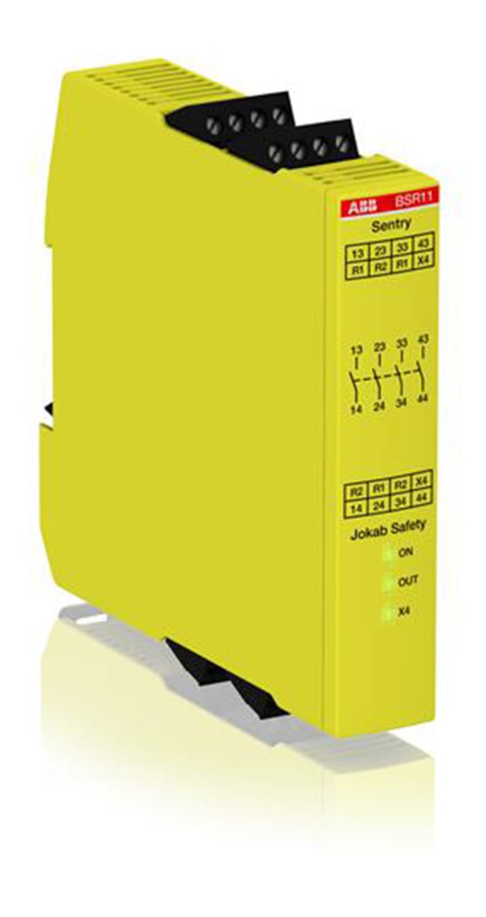 ABB Jokab Sentry BSR11 Emergency Stop Safety Relay, 24V dc, Single Channel, 4 Safety Contacts