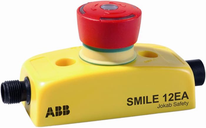 ABB Jokab Smile 12 EA Series Twist Release Illuminated Emergency Stop Push Button, Panel Mount, 2NC, IP65