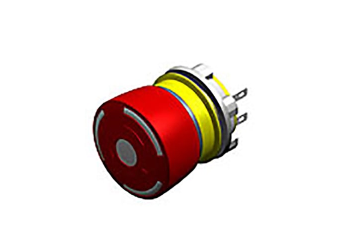 EAO 84 Series Twist Release Emergency Stop Push Button, Panel Mount, 22mm Cutout, 1NC, IP65