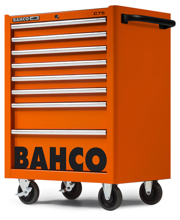 1475K8 Bahco, Bahco 8 drawer Stainless Steel (Top) Wheeled Tool Chest,  985mm x 677mm x 501mm, 176-2451