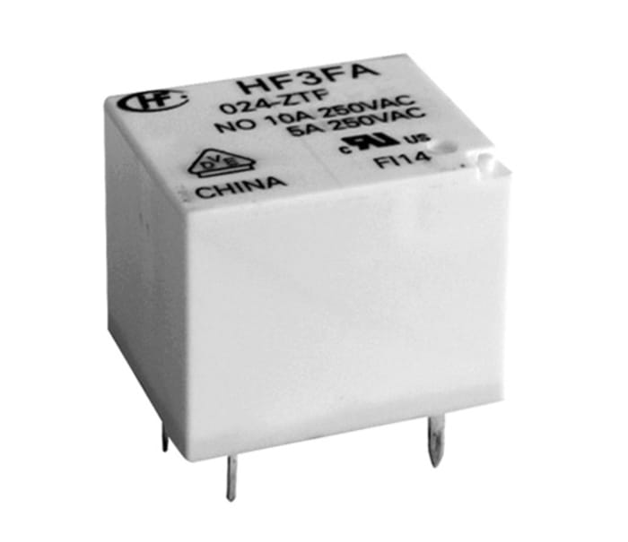 Hongfa Europe GMBH PCB Mount Power Relay, 12V dc Coil, 10A Switching Current, SPDT
