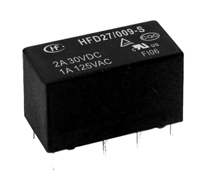 Hongfa Europe GMBH PCB Signal Relay, 12V dc Coil, 2A, DPDT