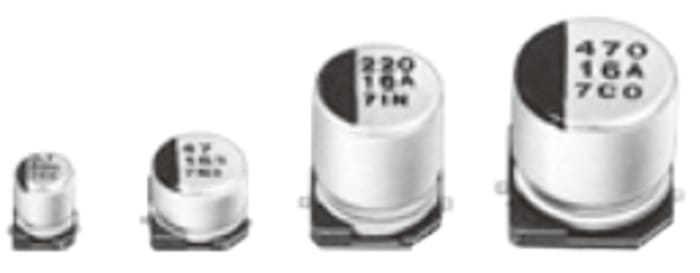 Panasonic 47 μF Capacitor 50 V dc, Surface Mount Solder 500