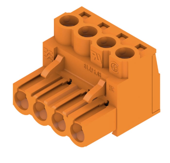 Weidmüller BL Series Pluggable Terminal Block, 4-Contact, 5.08 mm Pitch, 1 Row